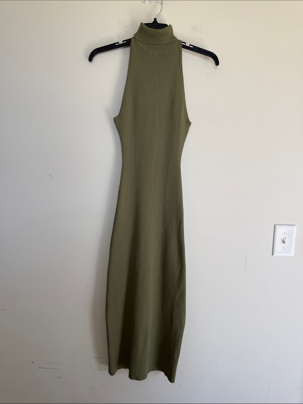Meshki Olive Green Sleeveless Turtleneck Maxi Dress